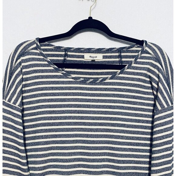 Madewell Top Womens Small Blue Ivory Striped Long Sleeve Comfy Stretch Boho - Picture 3 of 6